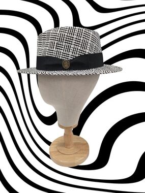 STEVEN LAND MENS "LUCIA"  BLACK- WHITE FEDORA CRUSHABLE FEDORA HAT. SH-112.
